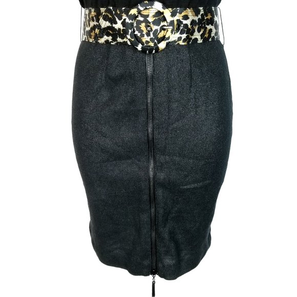 ALICE + OLIVIA Belted Sheath Dress Black Animal Print Sleeveless Womens size XS - Picture 6 of 8
